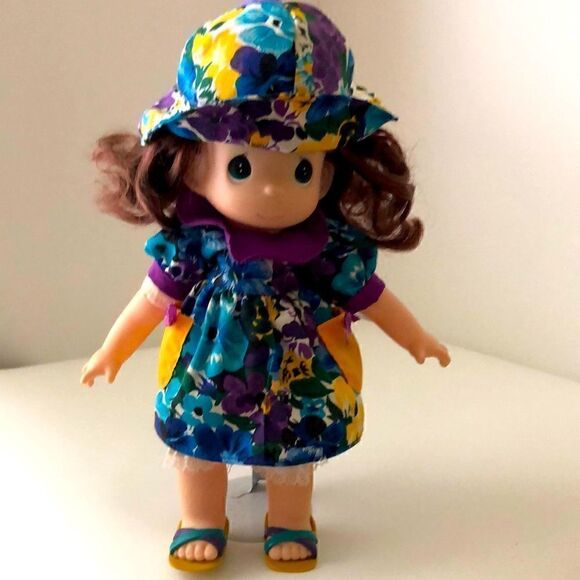 Pinterest Precious Moments Doll Vinyl Plush Frances #1442 Floral Spring Dress - Picture 1 of 5